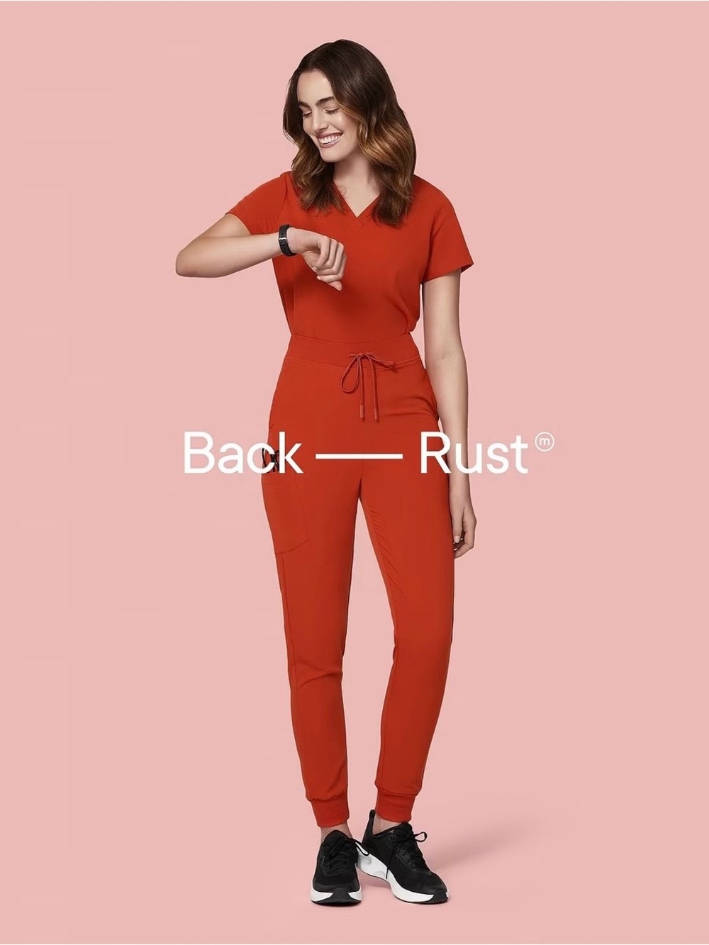 Mandala Scrub Set - Rust (XS top, S jogger pants)